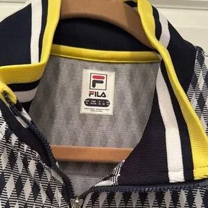 Fila Black and White Bomber Jacket with Geometric Pattern